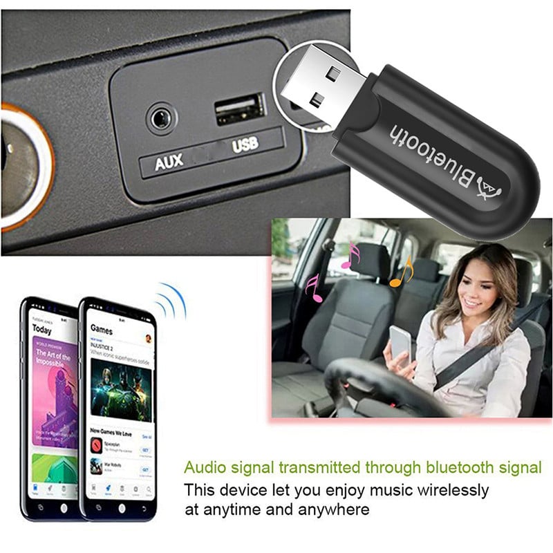 Δέκτης ήχου Bluetooth διπλής εξόδου Ασύρματο USB Δέκτης μουσικής Προσαρμογέας Aux