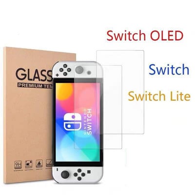 2 gab. Rūdīts stikls Nintend Switch OLED aizsargstiklim 9H HD ekrāna aizsargs Nintend Switch Lite spēļu piederumiem