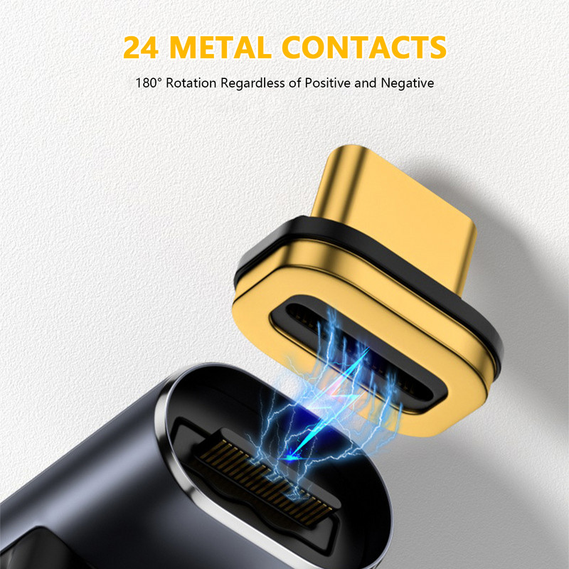 Adaptor USB C pentru unghi drept Unghi magnetic de 90 de grade în sus și în jos Extender tip C USB4.1 40 Gbps 8k60hz 100 W Încărcare rapidă tip C masculin