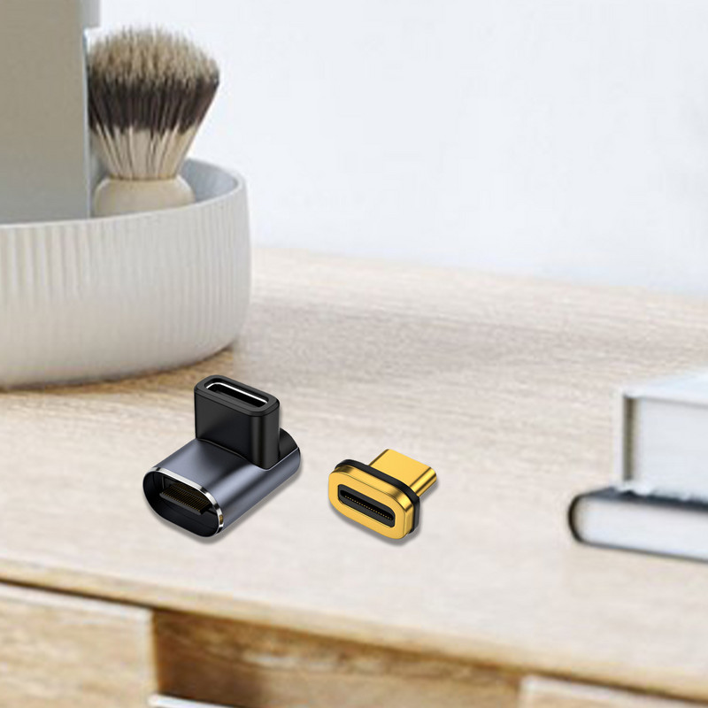 Adaptor USB C pentru unghi drept Unghi magnetic de 90 de grade în sus și în jos Extender tip C USB4.1 40 Gbps 8k60hz 100 W Încărcare rapidă tip C masculin