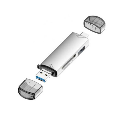 6-IN-1 USB3.0 mikro-USB karšu lasītāja centrmezgli USB3.0 un tipa C līdz TF karšu lasītājs Nav nepieciešams draiveris PC klēpjdatora piederumi
