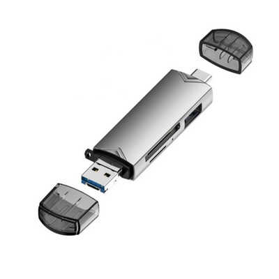 6-IN-1 USB3.0 mikro-USB karšu lasītāja centrmezgli USB3.0 un tipa C līdz TF karšu lasītājs Nav nepieciešams draiveris PC klēpjdatora piederumi