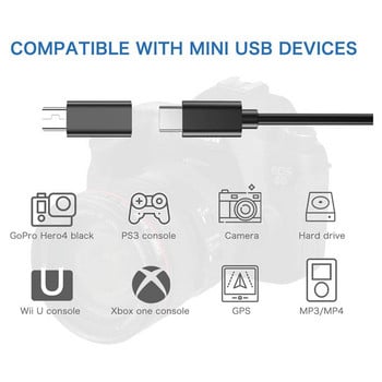 USB C към Mini USB 2.0 адаптер Тип C Женски към Mini USB мъжки преобразуващ адаптер за Gopro MP3 плейъри Dash Cam