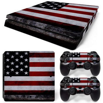 Για PS4 Slim Console και 2 Controllers Skin Sticker PS4 American Flag αφαιρούμενο κάλυμμα PVC βινυλίου