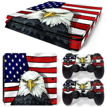 Για PS4 Slim Console και 2 Controllers Skin Sticker PS4 American Flag αφαιρούμενο κάλυμμα PVC βινυλίου