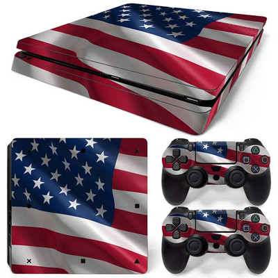 Za PS4 Slim konzolu i 2 kontrolera, kožna naljepnica PS4, američka zastava, uklonjivi poklopac, PVC vinil