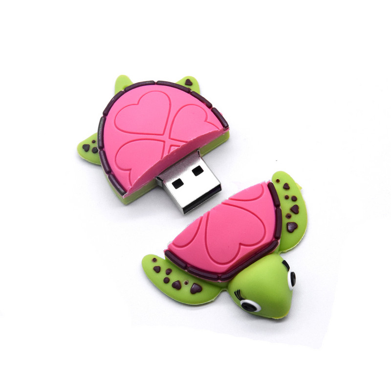 Mini Cartoon Tortoise USB zibatmiņas disks 2.0 Pendrives 8GB 16GB 32GB Animal Sea Turtle Memory Sticks disks fotografēšanas dāvanām