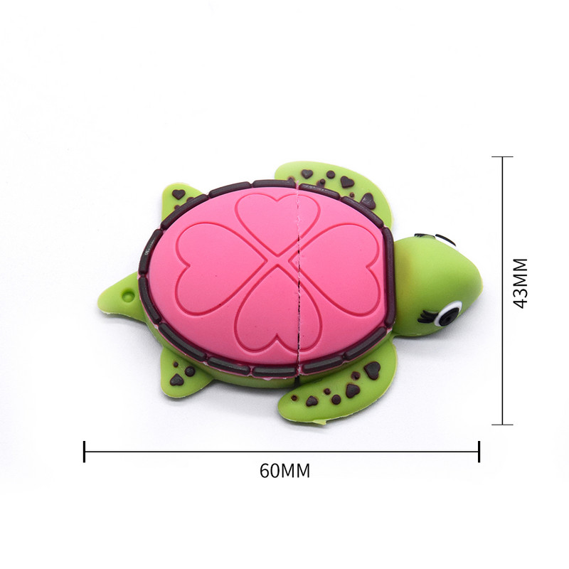 Mini Cartoon Tortoise USB zibatmiņas disks 2.0 Pendrives 8GB 16GB 32GB Animal Sea Turtle Memory Sticks disks fotografēšanas dāvanām