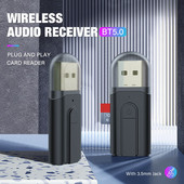 Bezvadu audio USB uztvērējs Ātrgaitas Bluetooth 5.0 adapteris Dongle raidītājs mūzikas uztvērējs datora klēpjdatoram