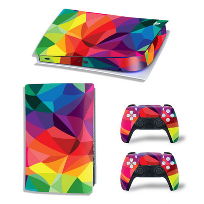 GAMEGENIXX PS5 Digital Edition Skin Lipdukas Rainbow Nuimamas dangtelis PVC Vinilas, skirtas PS5 konsolei ir 2 valdikliams