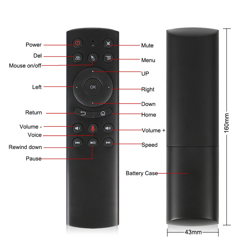G20 Voice Control 2.4G Wireless Fly Air Mouse Tastatură cu senzor de mișcare Telecomandă IR pentru Android TV Box PC