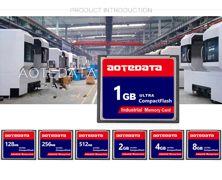 AOTEDATA 133X izpārdošana Industrial Compact Flash CF 128MB 256MB 512MB 1GB 2GB atmiņas karte priekš CNC IPC ciparvadības mašīna