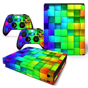 GAMEGENIXX Skin Sticker Lattice Design Protective Decal Подвижен капак за конзола Xbox One X и 2 контролера