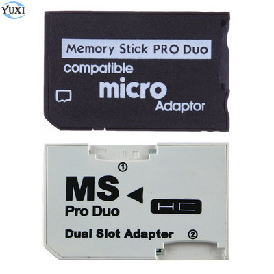 YuXi Единична двойна карта с памет Адаптер Micro SD карта към Memory Stick MS Pro Duo за PSP Адаптер за слот за карти