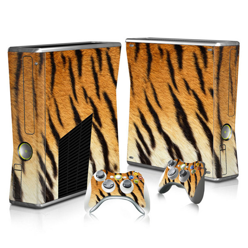 Autocolant din lemn din desene animate pentru consolă și autocolant pentru piele de controler 2 buc pentru Microsoft xbox 360 slim