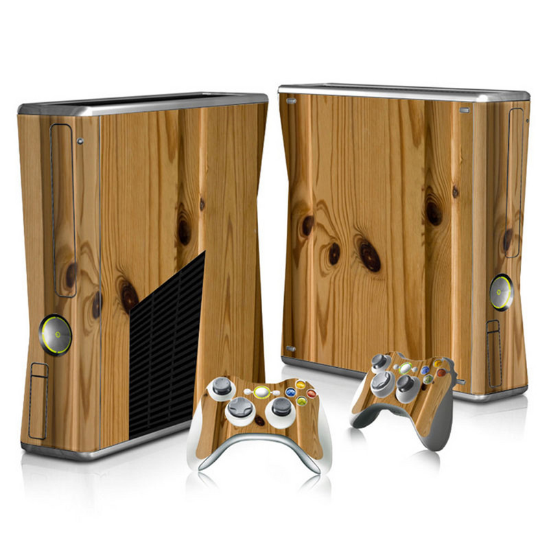 Autocolant din lemn din desene animate pentru consolă și autocolant pentru piele de controler 2 buc pentru Microsoft xbox 360 slim