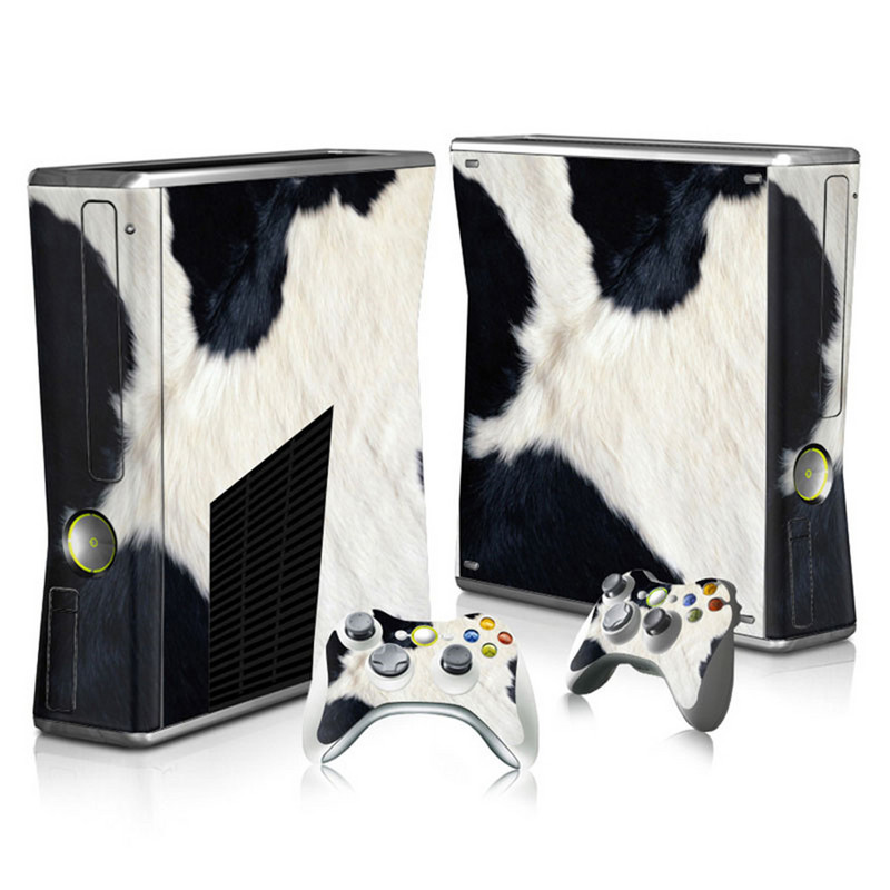 Autocolant din lemn din desene animate pentru consolă și autocolant pentru piele de controler 2 buc pentru Microsoft xbox 360 slim