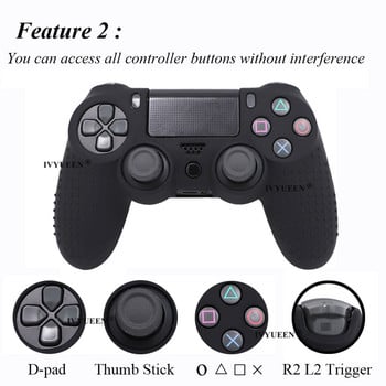 IVYUEEN Противоплъзгаща се силиконова обвивка за Sony Dualshock 4 PS4 Pro Slim Controller Camo Case & Stick Grip Cap за Play Station 4