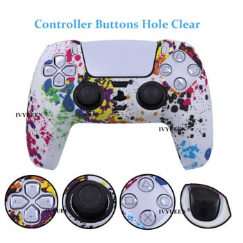 Θήκη σιλικόνης εκτύπωσης IVYUEEN Water Transfer για PlayStation 5 PS5 Protection Skin for Gamepad DualSense Cover Grips