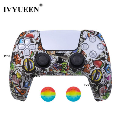 IVYUEEN Water Transfer Printing silikonska futrola za PlayStation 5 PS5 Controller Protection Skin for DualSense Gamepad Cover Grips