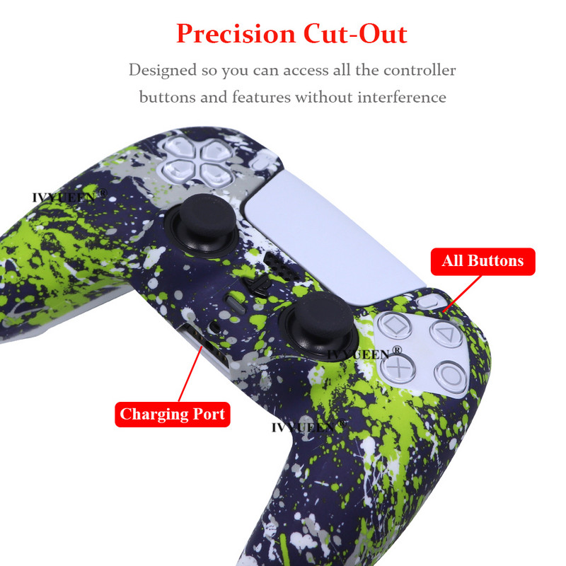 IVYUEEN Water Transfer Printing silikonska futrola za PlayStation 5 PS5 Controller Protection Skin for DualSense Gamepad Cover Grips