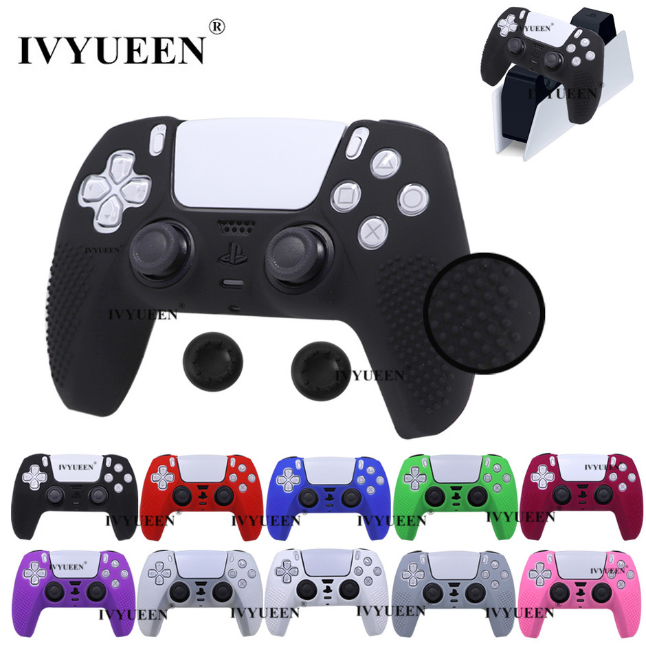 PSS PS5 DualSense Controller Skin, Studded Anti-Slip PS5 DualSense Controller  Cover Silicone Grip for PS5 Controller(Black Controller Skin x 1 + Thumb  Grips x 2) Gaming Accessory Kit - PSS 