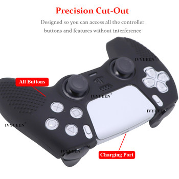 IVYUEEN Κάλυμμα λαστιχένιας θήκης με gel σιλικόνης για PlayStation 5 PS5 Προστασία δέρματος Καπέλα λαβής ThumbStick για DualSense