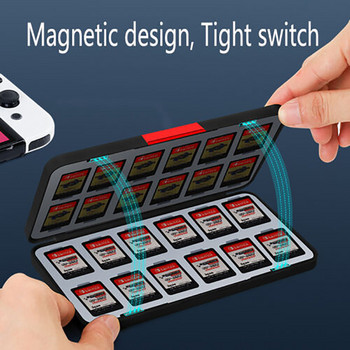 24 в 1 държач за калъф за игрални карти за кутия с магнитни касети Nintendo Switch Lite с мек слот за аксесоари Switch /Switch Oled