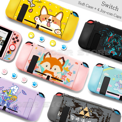 Limitált kiadású Soft Shell tok Nintend Switch konzolhoz NintendoSwitch Protect Cover színes bőr + 4 Joycon szilikon kupak