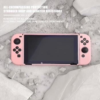 Разделен розов цветен калъф за Nintendo Switch Oled конзола NS Joy Con Controller Shell Мек силиконов защитен капак Аксесоари