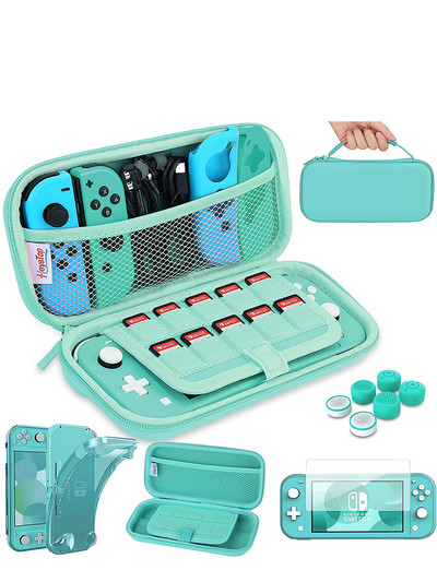 HEYSTOP Συμβατό με θήκη μεταφοράς Switch Lite, θήκη Switch Lite με προστατευτική θήκη μαλακής TPU Παιχνίδια Κάρτα 6 Καπέλα λαβής αντίχειρα