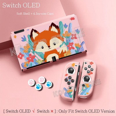 Nintend Switch OLED Anti-alunecare Cute Pop Cartoon Anime Husă moale SWITCHOLED Kawaii Skin Carcasă de protecție + 4 Huse din silicon Joycon