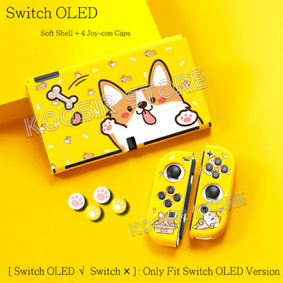 Nintend Switch OLED Anti-alunecare Cute Pop Cartoon Anime Husă moale SWITCHOLED Kawaii Skin Carcasă de protecție + 4 Huse din silicon Joycon