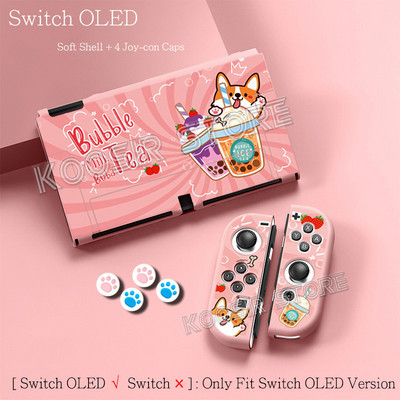 Nintend Switch OLED Anti-alunecare Cute Pop Cartoon Anime Husă moale SWITCHOLED Kawaii Skin Carcasă de protecție + 4 Huse din silicon Joycon