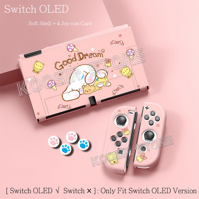 Nintend Switch OLED Anti-alunecare Cute Pop Cartoon Anime Husă moale SWITCHOLED Kawaii Skin Carcasă de protecție + 4 Huse din silicon Joycon