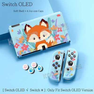 Nintend Switch OLED Anti-alunecare Cute Pop Cartoon Anime Husă moale SWITCHOLED Kawaii Skin Carcasă de protecție + 4 Huse din silicon Joycon