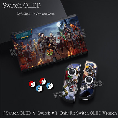 Nintend Switch OLED Anti-alunecare Cute Pop Cartoon Anime Husă moale SWITCHOLED Kawaii Skin Carcasă de protecție + 4 Huse din silicon Joycon