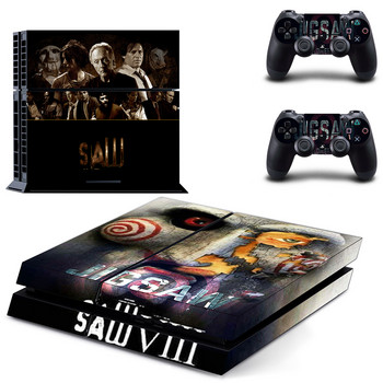 Saw Decal PS4 Skin Sticker for Playstation 4 Console Protection Film +2Pcs Controllers Cover