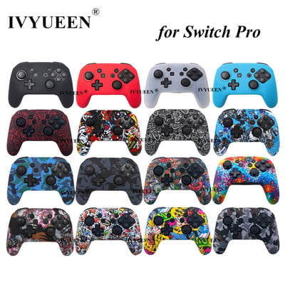 IVYUEEN pretslīdēšanas silikona apvalks priekš Nintend Switch NS Pro kontroliera aizsargkorpusa Analog stick vāciņi Nintendo Switch