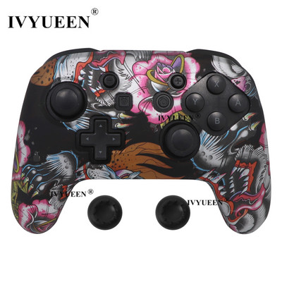 IVYUEEN Husă de piele din silicon anti-alunecare pentru Nintendo Switch NS Pro Carcasă de protecție Capace Stick analogice pentru Nintendo Switch