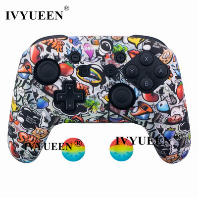 IVYUEEN Husă de piele din silicon anti-alunecare pentru Nintendo Switch NS Pro Carcasă de protecție Capace Stick analogice pentru Nintendo Switch