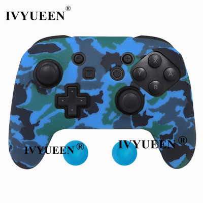 IVYUEEN Husă de piele din silicon anti-alunecare pentru Nintendo Switch NS Pro Carcasă de protecție Capace Stick analogice pentru Nintendo Switch