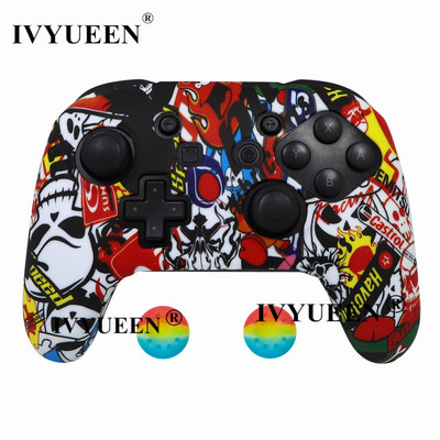 IVYUEEN Husă de piele din silicon anti-alunecare pentru Nintendo Switch NS Pro Carcasă de protecție Capace Stick analogice pentru Nintendo Switch