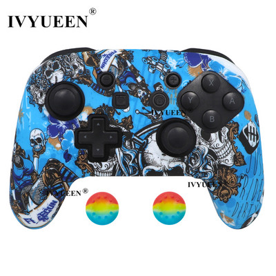 IVYUEEN Husă de piele din silicon anti-alunecare pentru Nintendo Switch NS Pro Carcasă de protecție Capace Stick analogice pentru Nintendo Switch