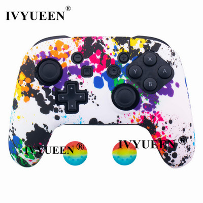 IVYUEEN Husă de piele din silicon anti-alunecare pentru Nintendo Switch NS Pro Carcasă de protecție Capace Stick analogice pentru Nintendo Switch