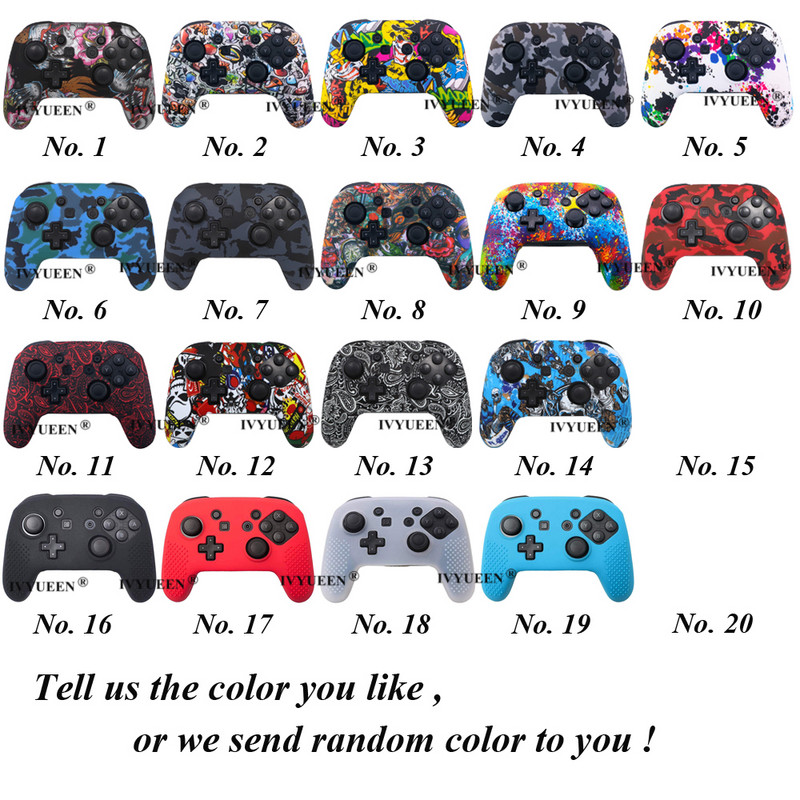 IVYUEEN Husă de piele din silicon anti-alunecare pentru Nintendo Switch NS Pro Carcasă de protecție Capace Stick analogice pentru Nintendo Switch