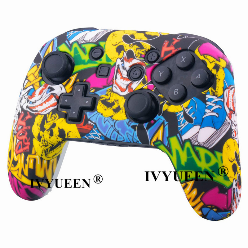IVYUEEN Husă de piele din silicon anti-alunecare pentru Nintendo Switch NS Pro Carcasă de protecție Capace Stick analogice pentru Nintendo Switch
