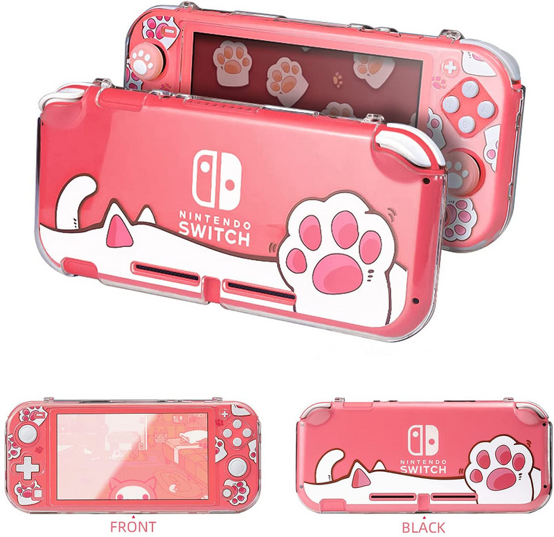 Hard PC, transparent, anti-șoc, capac despărțit, model Cat-Pad, husă de protecție Joycon pentru accesorii pentru carcasă de consolă Nintendo Switch Lite