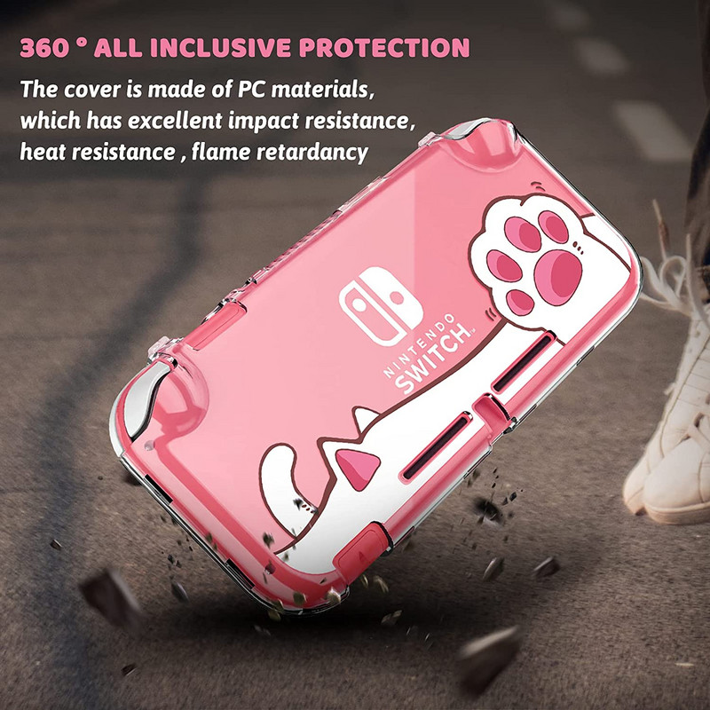 Hard PC, transparent, anti-șoc, capac despărțit, model Cat-Pad, husă de protecție Joycon pentru accesorii pentru carcasă de consolă Nintendo Switch Lite