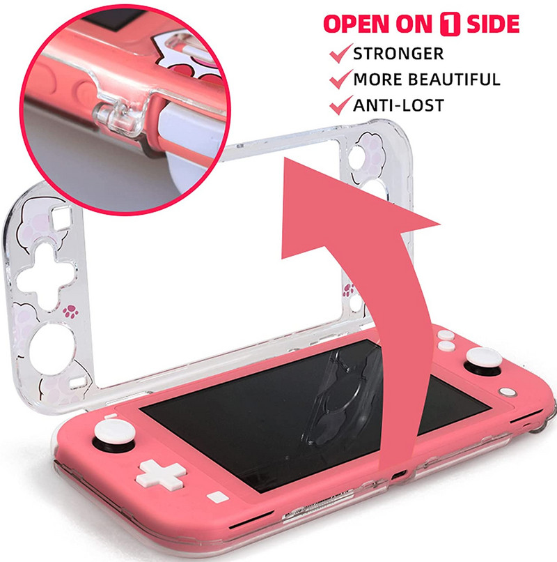 Hard PC, transparent, anti-șoc, capac despărțit, model Cat-Pad, husă de protecție Joycon pentru accesorii pentru carcasă de consolă Nintendo Switch Lite